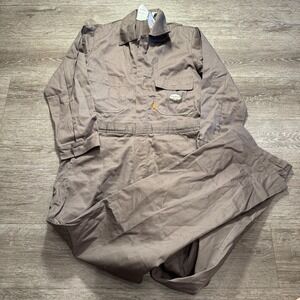 Rasco FR Coveralls Adult 40 Reg Beige Flame Resistant Jumpsuit Utility Casual